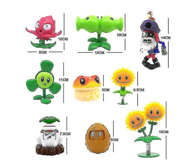 Plants vs. Zombie leker komplett sett silikon anime figur barn dukker
