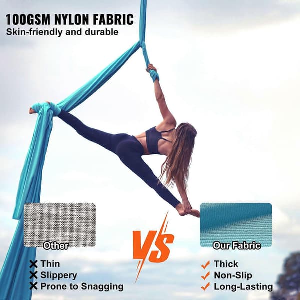 Luftyogahammock & gunga, 5,5 yards, startpaket för luftyoga med 100 gsm nylonväv, komplett riggutrustning och enkel installation.