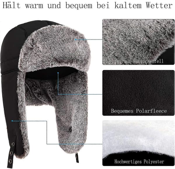 Unisex Vinter Øreklap Bomber Hat Holder Varmen Under Skøjteløb og Ski