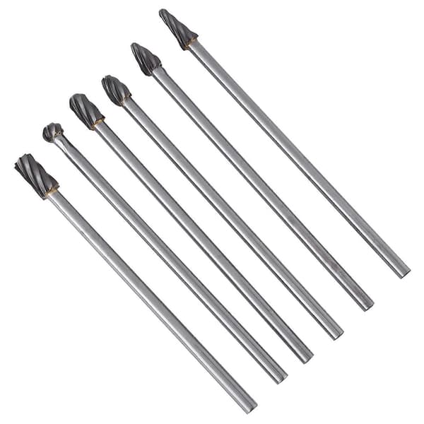 Wolframcarbid roterende fræser sæt - 6 stk., 6 mm skaft, 10 mm skærediameter