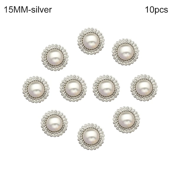 10 stk Perle Klærknapper Skjorteknapper SØLV 15MM10PCS sølv silver 15MM10pcs-10pcs