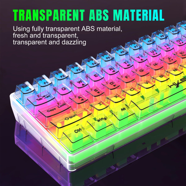 Vandafvisende Mini Kompakt Spil Tastatur 61 Taster Spil Tastatur RGB Baggrundsbelysning Ultra Kompakt Mini Tastatur til PC Gamer