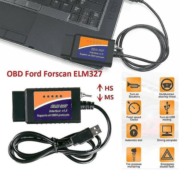 For Ford Forscan ELM327 USB Modifisert OBD2 Skanner V1.5 MS-CAN HS-CAN Kode Leser Skanner default
