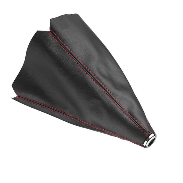Universal Light Black PU Leather Gear Shift Knob Cover with Red Stitching, Gear Shift Knob Gaiter