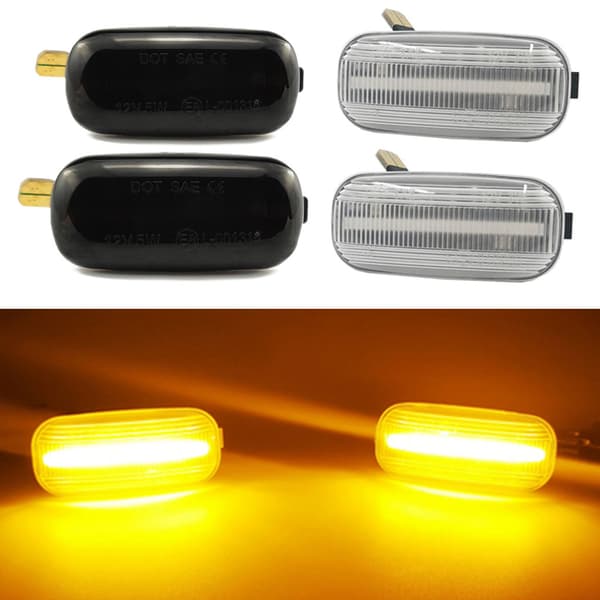 Kompatibel med Audi A3 S3 8P A4 RS4 S4 B6 B7 A6 8E0949127 LED dynamisk sideblinklys sekvenslys indikator 2 stk. røget sort Blackened 0.07