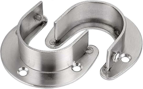 Garderobestang-endestøtter 1-1/2\" diameter, U-formede garderobestangholdere i rustfritt stål, flensstangholder