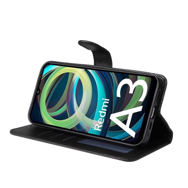 SKALO Xiaomi Redmi A3 Wallet Case i PU Læder - Flere Farver Sort