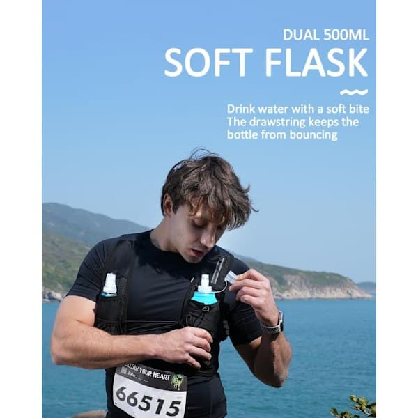 Men's and Women's Running Vest, 500ml Soft Flask Included, Lightweight Reflective Hydration Backpack with Adjustable Straps Pink