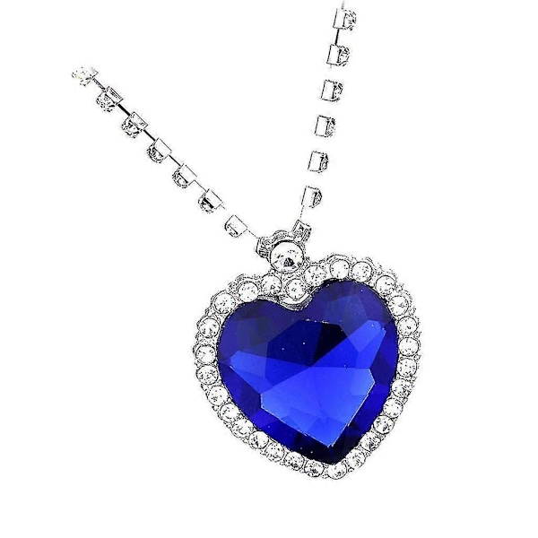 Klassiskt Titanic Heart Of Ocean Safirkristall Hängsmycke Halsband Gåva-Silver[D]