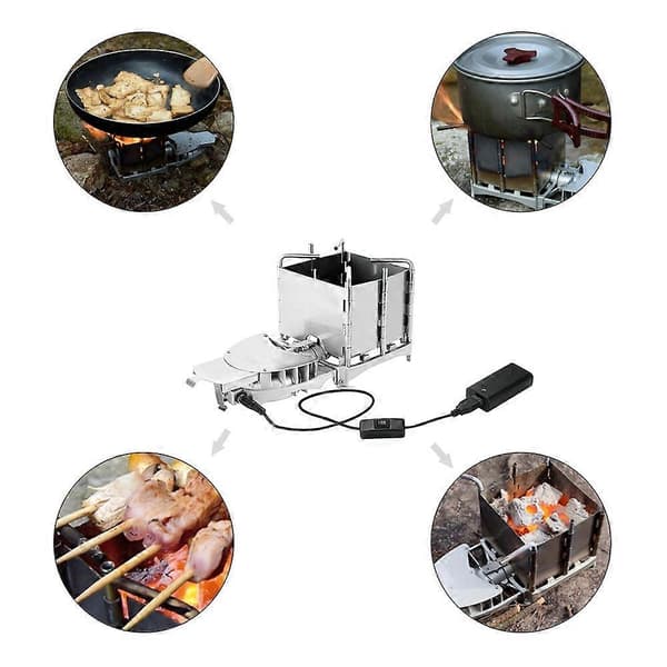 BRS 6000W Utomhus Vedspis Vikbar Vedugn Kolgrill BBQ Elektronisk Fläktspis BRS-116