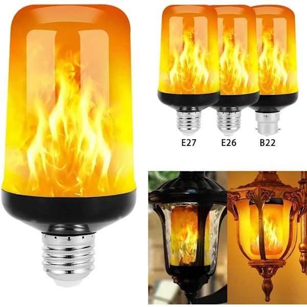 LED Flammelys, Flammelys for Party, Omvendt Effekt, Energibesparende Flammelys, For Innendørs/Utendørs Bruk (2-pakning) e27 2pcs