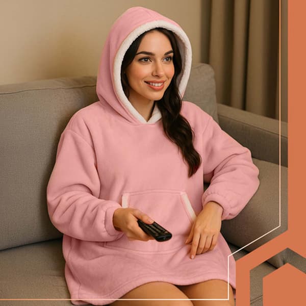 Oversized Hættetrøje Tæppe med Ærmer pink pink one size