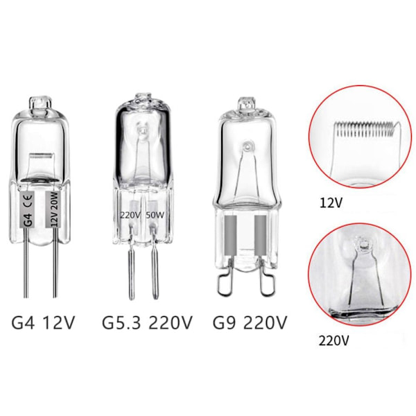 Halogeenilamppuhelmet G4 G5.3 polttimo G5.3 220V 35W G5.3 220V 35W
