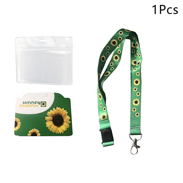 1 st Nackband Solros Snodd Med Säkerhetsspänne + Plast ID-Korthållare (FMY) 1Pcs