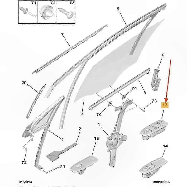 Bilvinduskontrollbryter for PEUGEOT 208 2008 Førerside Vindusheis Erstatningsdel Black