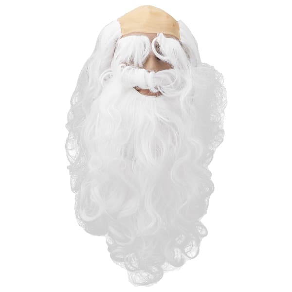 White Synthetic Curly Wig and Beard Set for Masquerade, CJY