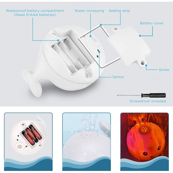 Baby Badelegetøj, Hval Automatisk Vandsprøjt Badelegetøj med LED Lys