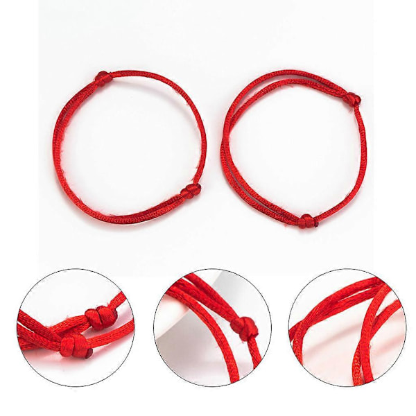 10 st Kvinnor Män Älskare Enkelt Rött Snöre Armband Lycka Till Snöre Kabbalah för Skydd Knutet Amulett Armband Smycken Tro Rep Gåvor (FMY)
