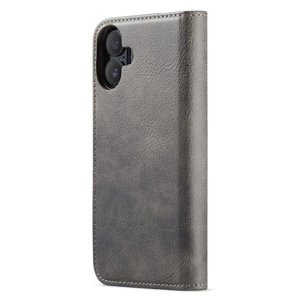 DG MING iPhone 16 2-i-1 Magnetiskt Plånboksfodral - Grå Grey gr\u00e5