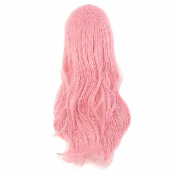 70 cm pitkä kihara pääteinen peruukki cosplay-asuun (pinkki)