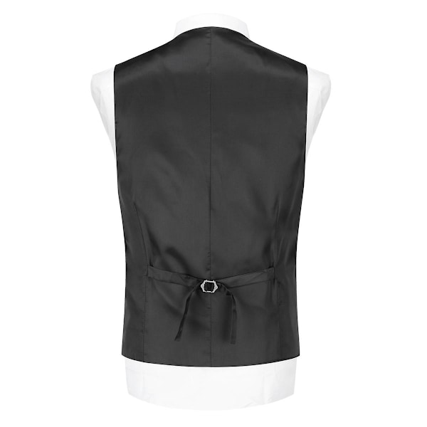 Sliktaa Herr V-ringad Jacquard Väst Tredelat Set (Väst + Slips + Bröstnäsduk) Black XS