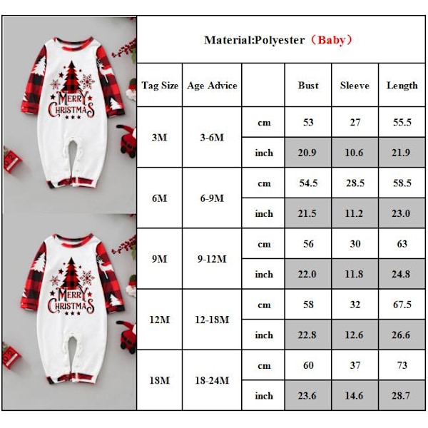 Familiematchende Juletræspyjamas til Voksne, Børn og Baby Baby 18M