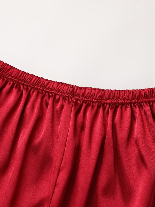 Solid pyjamassett, langermet med knapper, nattøy og loungewear for kvinner language R\u00f6d