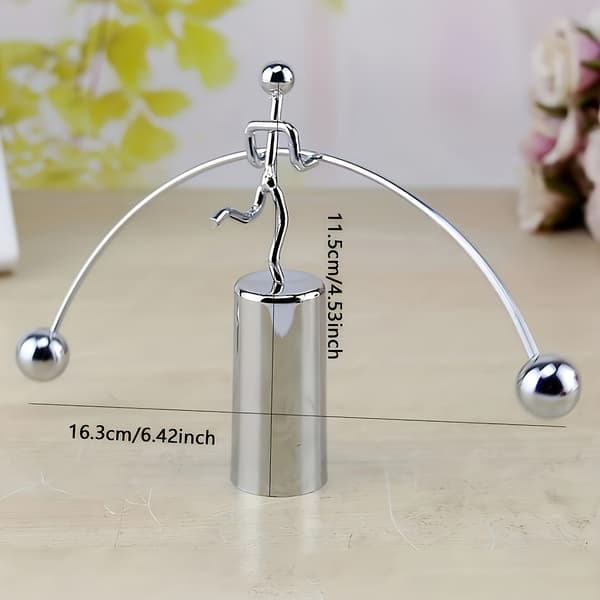 Dynamisk balanse-skulptur i rustfritt stål, elegant metallkunstdekor, kontorpult/hjem, ingen strøm nødvendig 【silvery】