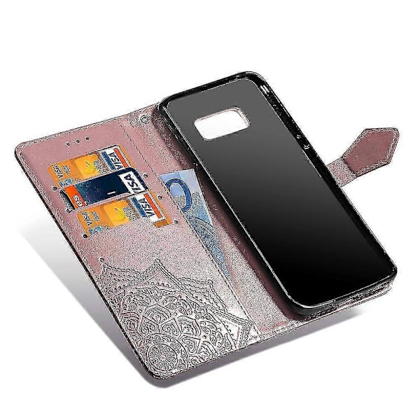 Samsung Galaxy S8 Fodral Läder Plånboksfodral Präglad Mandala Magnetisk Flip Skydd Stötsäker - Roséguld