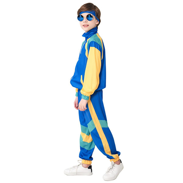 Barbie 80-talets Träningsoverall Barn Hip Hop Kostym Topp Byxor Set Outfit Blå blue L