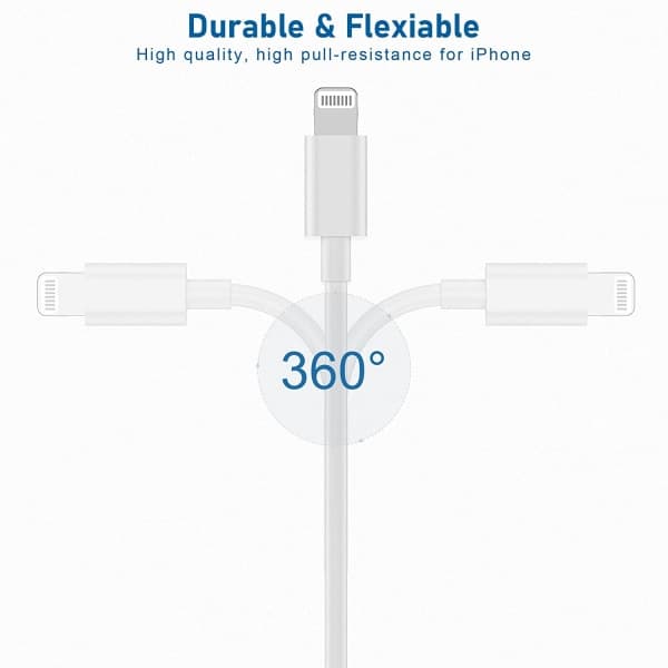 CDQ Kompatibel iPhone-lader USB-C - Data-/strømkabel - 20W - Hurtiglader 4-pakning