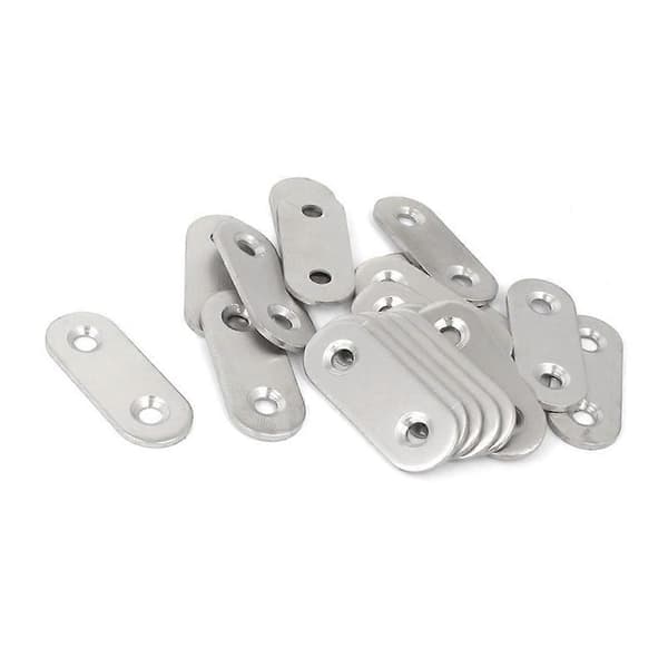 Flate Braketter i Rustfritt Stål, Rett, 40mm, 20 stk Silver