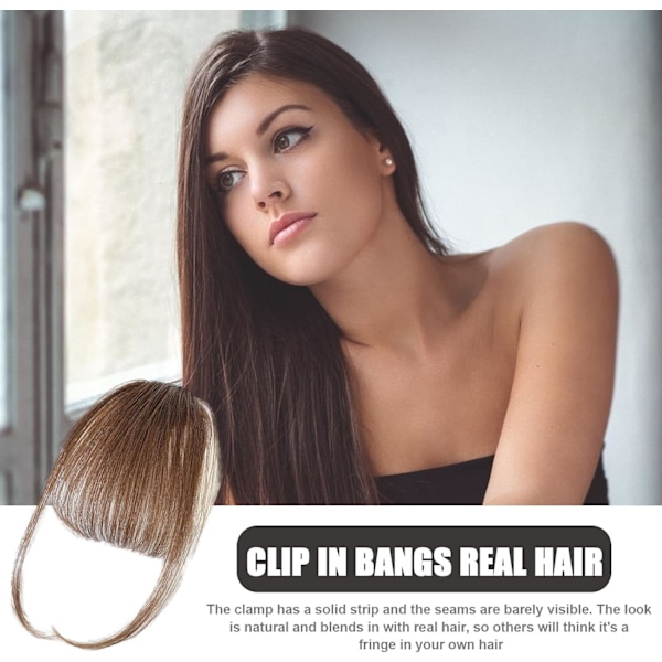 Clip-in Pandehår - Ægte Hår Extensions - Fransk Pandehår Clip-on Air Bangs | Stilfulde og Naturlige Hår Extensions til Kvinder Brun
