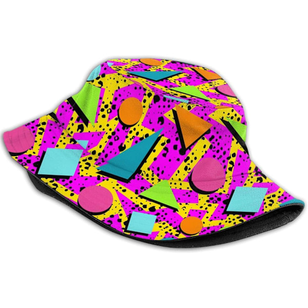 ONE Buckets Muoti Aurinkohattu Pakattava Ulkoilu Kalastajahattu Naisille ja Miehille Vintage 80-luku Memphis Vintage 80s Memphis One Size