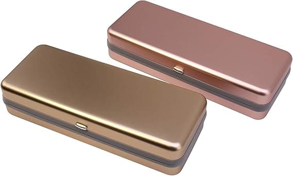 Brilleetui i aluminium, 2-pakning - Rosegull, Stor B