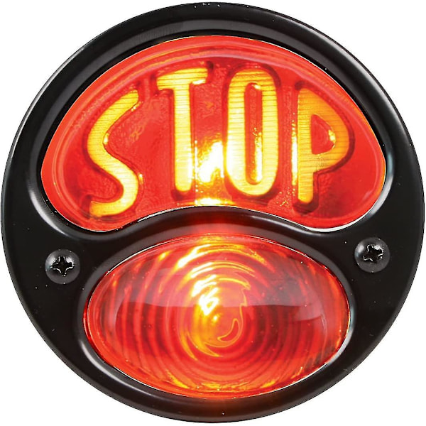 Tilbehør Ka0022 Sort 12v Duolamp Baglygte Til Ford Model A Med Amber \"stop\" Skrift På Rød Glaslinse (sort) (1 stk)