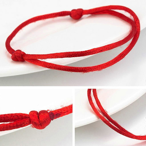 10 st Kvinnor Män Älskare Enkelt Rött Snöre Armband Lycka Till Snöre Kabbalah för Skydd Knutet Amulett Armband Smycken Tro Rep Gåvor (FMY)