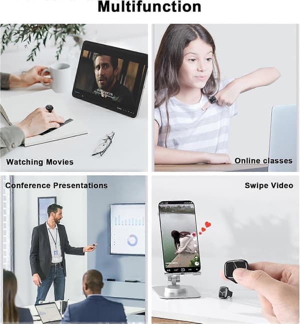 Wireless Bluetooth Mouse Mini Intelligent Handheld Finger Ring Mouse Bluetooth Portable Laptop Mouse Rechargeable Remote Control Thumb Mouse (FMY)