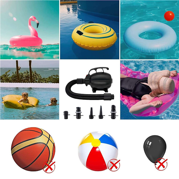 600W Elektrisk Luftpumpe til Oppustelig Gymnastikmåtte, Luftmadras Pumpe Hurtig Fyldning Inflator Deflator Pumpe, Bærbar Luftpumpe til Pool Legetøj/Luft