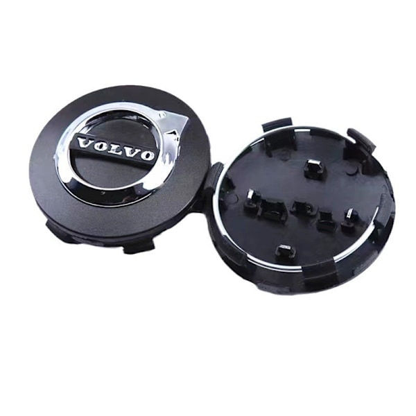 Passar Volvo navkapsel 64mm däckcentrumkapsel märke (4 st) (svart)