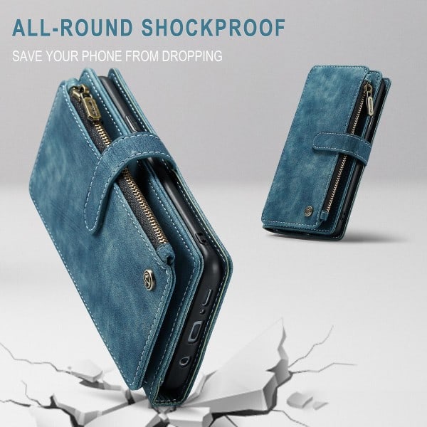 Kompatibel med Samsung Galaxy S9 Plus Deksel Lommebok Flip Kort Holder PU Lær Magnetisk Beskyttende Flip Cover - Svart Blå szq