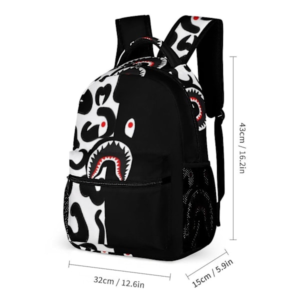 Bape Shark Utomhus Anime Ryggsäck för Män/Kvinnor/Pojkar/Flickor Gåvor Vardagsryggsäck Skolväska Bokväska Tålig Väska 16.1 X 11.8 X 4.729inches