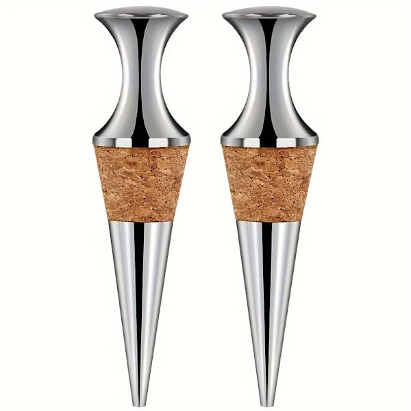 2-pack Vinkorkar i trä, silverfinish language