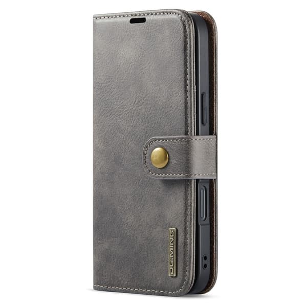 DG MING iPhone 16 2-i-1 Magnetisk Lommebok-deksel - Grå Grey gr\u00e5