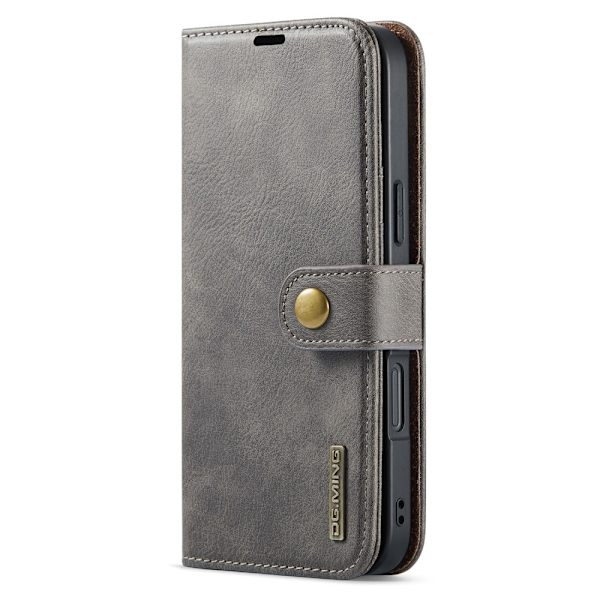 DG MING iPhone 16 2-i-1 Magnetisk Wallet Case - Grå Grey gr\u00e5