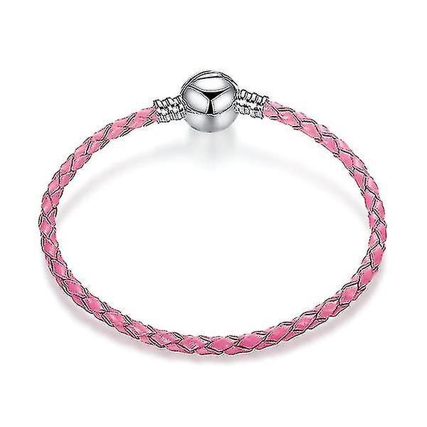 Silver Läderrep Armband Europeiskt Charmarmband För Pandora Armband Red