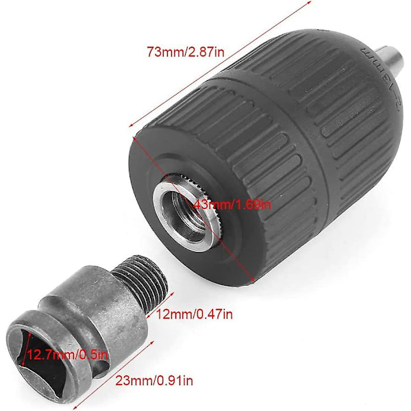 2-13mm Nyckellös Borrchuck, 1/2\" till 20 Unf Chuck Adapter med 1/2\" Chuck Adapter för Slagnyckelkonvertering