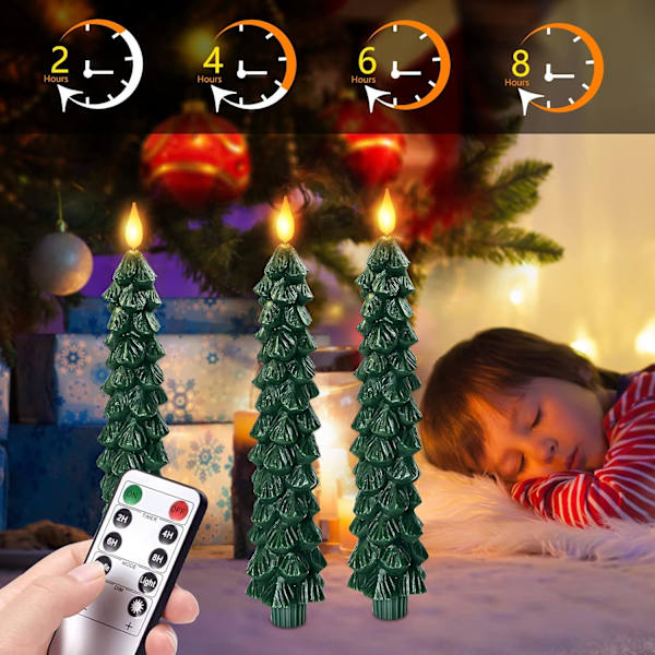 3 LED-koniska ljus med fjärrkontroll, batteridrivna för julrumsdekoration Parent