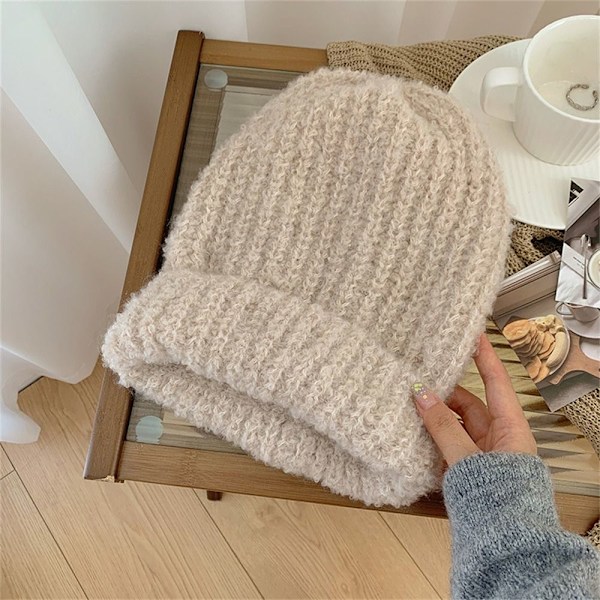 Strikket lue Beanie luer BEIGE beige