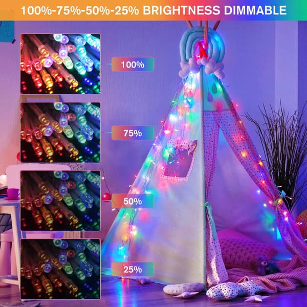 Varme hvide indendørs julelys, 10 meter 100 LED julelyskæde Warm White to Multicolor